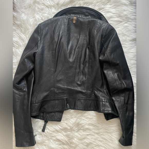 Mackage for Aritzia Kenya Lamb Leather Moto Jacket Black sz XS - Picture 5 of 10